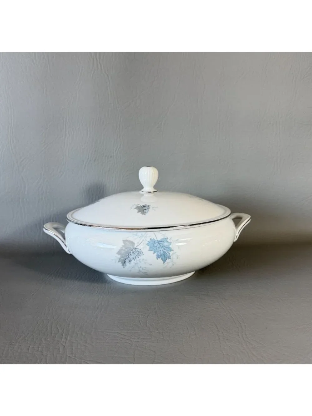 Seltmann Weiden Monika Blue Leaves Covered Serving Dish West Germany Porcelain
